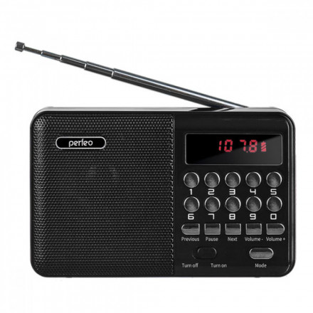 Портативный радиоприемник Perfeo Palm 3Вт/FM/AUX/USB/MicroSD i90-BL черный