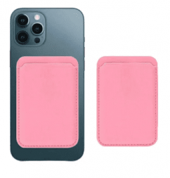 Кожаный чехол-бумажник для карт и визиток MagSafe Leather Wallet для Apple i-Phone розовый