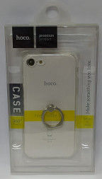 Накладка для i-Phone 7 Hoco Metal finger ring силикон прозрачный кольцо серебристое