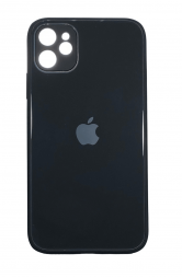 Чехол-накладка для i-Phone 11 силикон (стеклянная крышка) черная