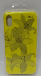 Накладка для i-Phone XS Max Silicone icase с рисунками, жёлтый