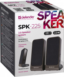 Акустическая система 2.0 Defender SPK-225 2х2Вт пластик серо-черная