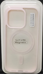 Накладка для i-Phone 14 Pro 6.1&quot; Magsafe силикон прозрачный бока розовая