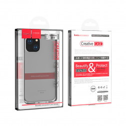 Накладка для i-Phone 13 Hoco Light силикон тонкий тёмно-прозрачный