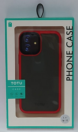 Накладка для i-Phone 12 mini 5.4&quot; TOTU Gingle под кожу серо-красная