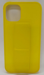 Накладка для i-Phone 12 mini 5.4&quot; кожаная с держателем для руки желтая