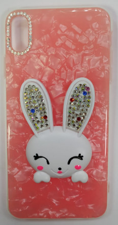 Накладка для i-Phone XS Max cиликон заяц уши со стразами