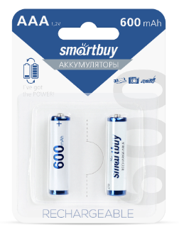 Аккумулятор NiMh Smartbuy AAA/2BL 600 mAh (24/240) (SBBR-3A02BL600)