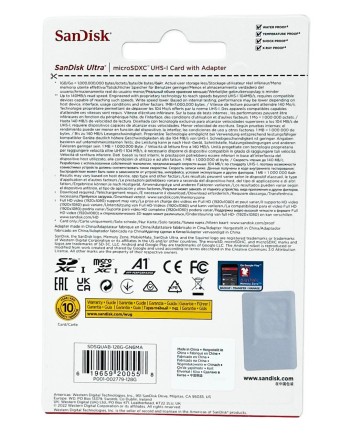  micro SDXC карта памяти SanDisk Ultra 128GB A1 UHS-1 140MB/s c ад. (SDSQUAB-128G-GN6MA)
