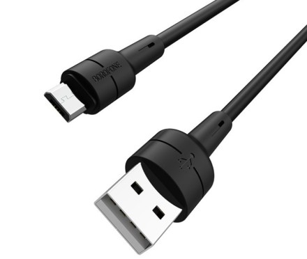  Usb Кабель-зарядка Micro Borofone BX30 Silicone 2.4A 1м силиконовый чёрный
