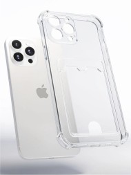 Чехол-накладка силикон с карманом под карту i-Phone 15 Pro 6.1" прозрачная