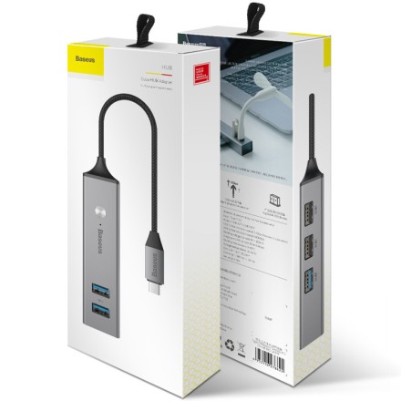  USB концентратор Xaб 3.0 Baseus Cube Type-C 3.0 на 3xUSB3.0 + 2xUSB2.0 (CAHUB-D0G) серый