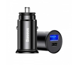 Автомобильное заряд. устр. Baseus Circular Metal 1USB/1C 30W CCALL-BS01 черное
