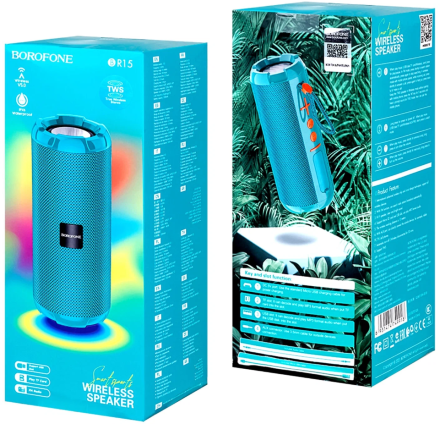  Bluetooth колонка Borofone BR15 BT5.0/1200mAh/4ч/10Вт/TF/AUX/USB бирюзовая