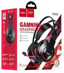 Стереонаушники полноразмерные Hoco W105 Joyful Gaming с микрофоном красные