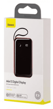 Powerbank Baseus Mini S Digital Display 10000mAh 1USB/USB-C 3A PPXF-E01 красно-черный