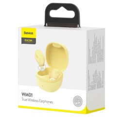 Мобильная Bluetooth-гарнитура Baseus Encok WM01 BT5.0/60mAh (300mAh)/6ч (NGWM01-OY) желтая