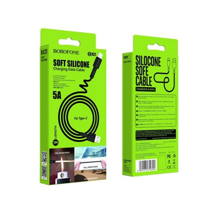  Usb Кабель-зарядка Type-C Borofone BX31 2.4A 1м силиконовый чёрный