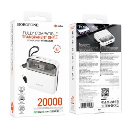 Powerbank Borofone BJ64A 20000mAh 1USB/1C/Lightning 22.5W/PD20W кабель Type C- lighting белый