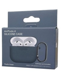 Силиконовый чехол для AirPods 4 с карабином сине-зеленый