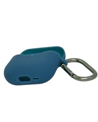 Силиконовый чехол для AirPods 4 с карабином сине-зеленый