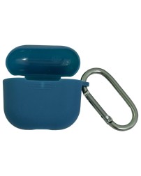 Силиконовый чехол для AirPods 4 с карабином сине-зеленый