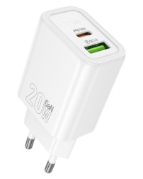 Сетевое зар. устр. Hoco N61 1USB/1С PD/QC3.0 3A 20W белое