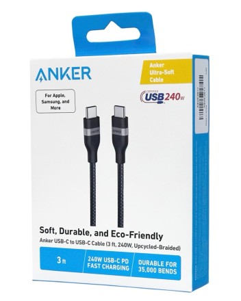  Usb Кабель-зарядка Type-C на Type-C Anker (A82E2611) 240W 0.9м чёрный
