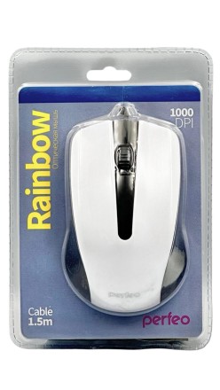  Мышь проводная Perfeo Rainbow USB/DPI 1000/3 кнопки/1.8м черно-белая