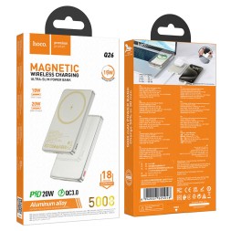 Powerbank с беспроводной зарядкой MagSafe Hoco Q26 5000mAh 1USB-C 20W золотой