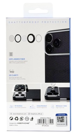  Защитное стекло i-Phone 17 Pro Max на линзы камеры Keephone Kevlar Lens черное