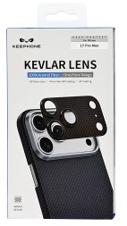Защитное стекло i-Phone 17 Pro Max на линзы камеры Keephone Kevlar Lens черное