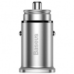Автомобильное заряд. устр. Baseus Circular Metal 1USB/1C 30W CCALL-BS0S серебристое