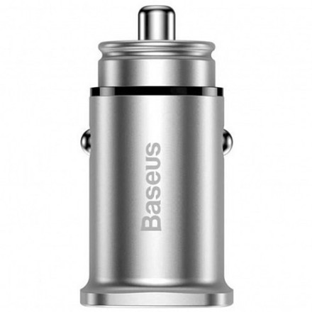  Автомобильное заряд. устр. Baseus Circular Metal 1USB/1C 30W CCALL-BS0S серебристое