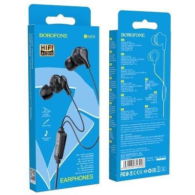  Наушники с микрофоном Borofone BM59 1.2м черные