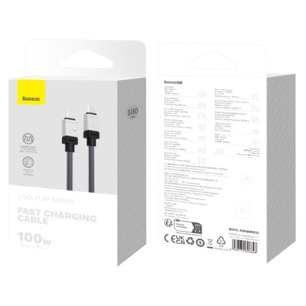  Кабель-зарядка Type-C на Type-C Baseus Baseus CoolPlay Series 100W 1м (CAKW000201) черный