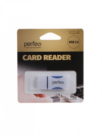  Картридер USB2.0 MicroSD Perfeo (PF-VI-R024) синий