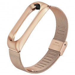 Металлический браслет для Xiaomi Mi Band 5 Milano плетенка розовое золото