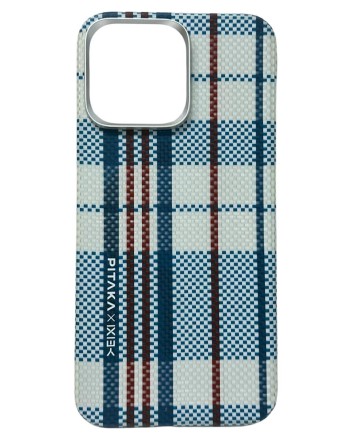  Накладка для i-Phone 15 Pro Max 6.7&quot; Pitaka Magez Case 5 Aramid Fiber бело-голубой