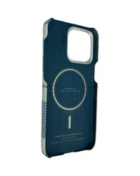 Накладка для i-Phone 15 Pro Max 6.7" Pitaka Magez Case 5 Aramid Fiber бело-голубой