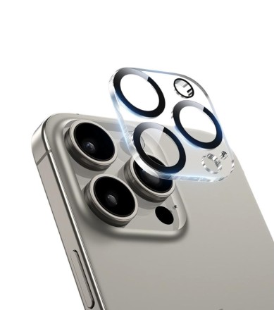  Защитное стекло i-Phone 15 Pro/15 Pro Max на камеру Keephone Optix Frame прозрачное