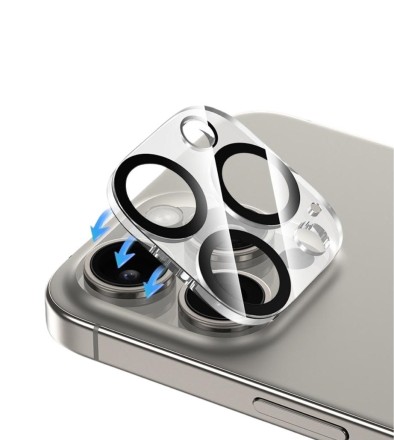  Защитное стекло i-Phone 15 Pro/15 Pro Max на камеру Keephone Optix Frame прозрачное