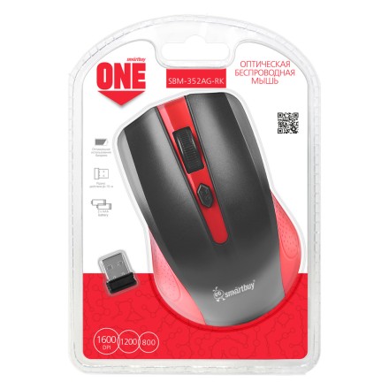  Мышь беспроводная Smartbuy ONE 352 (SBM-352AG-RK)/60 красно-черная