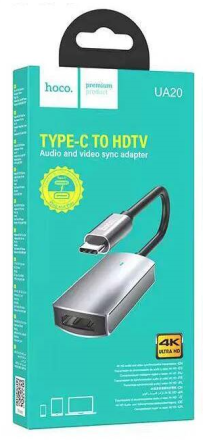  Кабель-переходник Hoco UA20 Type-C (папа) на HDMI 4K (мама) серый
