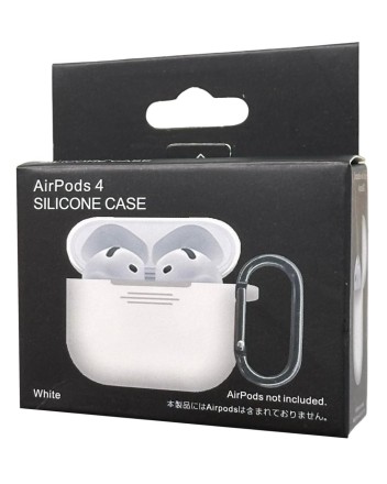 Силиконовый чехол для AirPods 4 с карабином белый