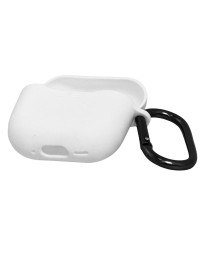 Силиконовый чехол для AirPods 4 с карабином белый