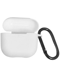 Силиконовый чехол для AirPods 4 с карабином белый