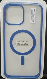 Накладка для i-Phone 13 Pro Max 6.7&quot; Magsafe силикон прозрачный бока синие