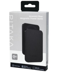 Powerbank с беспроводной зарядкой Pitaka Magnetic Aramid Fiber Qi2 5000mAh 15W черный