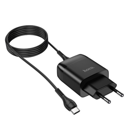 Сетевое зар. устр. Hoco C72Q с шнуром Type-C 1USB 3A черное
